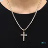 Shining Diamond Stone Cross Pendants Necklace Jewelry Platinum Plated Men Women Lover Gift Couple Religious Jewelry289V