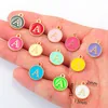 13mm A-Z English Letter Pendant Charms Necklace Bracelet Fashion Round Metal DIY Jewelry Making Accessories White Black Blue Pink Rose Red Yellow Green Purple Color