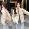 여자 트렌치 코트 가을 겨울 캐주얼 스탠드 칼라 짧은 파카 단색 마름모록 격자 느슨한 코트 재킷 패션