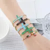 Link Armbänder 8 Farbe Katholisches Zirkon Kreuz Für Frauen Kupfer CZ Kristall Tennis Vergoldet Eleganter Modeschmuck