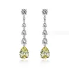 Choucong Brand Dangle Dangle Earrings Luxury Jewelry 925 Sterling Silver Water drop Yellow 5A Cubic zircon CZ Diamond Gemstones Party Women Long Drop Earringギフト