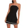 Casual Dresses Women Off Shoulder Strapless Bodycon Mini Dress Backless Sexy Tube Slim Fit Summer Outfit
