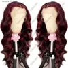 Syntetiska peruker Syntetiska spetsarfront Wig Bourgogne Body Wave Red Wigs For Women Heat Motent Fiber Hairfir Cosplay Wigs Baby Hair Q240115