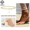 Rinntin 925 Sterling Zilver Mode Letter Initial Hart Enkelbanden voor Vrouwen 14K Gouden Enkelband Armband Blote Voeten Sieraden SA18240115
