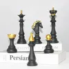 Figurine d'échecs internationale rétro en résine, Sculpture de chevalier roi, décor de maison, de bureau, de salon, 240113