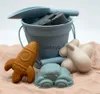 Игра в воду с песком, эко-детская уличная летняя красочная силиконовая мягкая пляжная игрушка, форма для замка из песка, ведро для воды с ручкой для детей Funvaiduryb