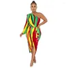 Etnische kleding Afrikaanse kleding 2024 lente zomer elegante vrouwen lange mouw polyester knielange jurk jurken voor