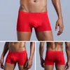 Underpants Men Seamless Nylon Ice Silk Boxer Briefs Shorts Underwear Trunks Transparent Comfy Ultra Thin Mens Flat Corner Pants