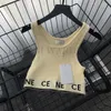 Débardeur Sexy pour femmes, t-shirt avec lettres CE, haut brodé, sans manches, à rayures, couleur, gilet classique avec SML