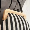 Borse Singer Borsa con impugnatura in legno in tela a righe Borsa a tracolla singola moda per donna FMT-4394