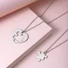 Pendant Necklaces 2 Pcs/Set Stainless Steel Heart Puzzle Couple Necklace Fashion Jigsaw Friends Brothers Sisters Jewelry