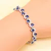 XUTAAYI Zilver Kleur Bruiloft Sieraden Sets Voor Vrouwen Bloemvorm Blauw Zirkoon Armband Oorbellen Ketting Hanger Ring Geschenkdoos 240115