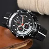 2024 Mannen Nieuwe Horloge Top Waterdichte Rubberen Horloge Band Business Casual Quartz Horloge Heren Drie Ogen Multifunctionele Chronograaf FR013