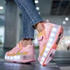 Boys Girls Roller Shoes LED Light Up USB Charging Children Roller Skate Casual Skateboarding Shoes Sports Shoes Kids Sneakers 240115