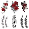 Blumen-Arm-Tattoo-Aufkleber mit großen Blumen, roter Rose, Körper, englische Brustabdeckung, wasserdichte Simulation