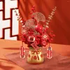 装飾的な花チャイニーズフラワーバスケット飾るデスクトップマネーバッグオフィスのために人工ポット