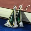 Dangle Earrings Vintage Triangle Green Resin Crochet For Women Tribal Fashion Jewelry 2024 Pendientes Wholesale D386