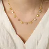 Hangertjeskettingen Modeketting Bohemenstijl 18k verguld roestvrij staal Klassieke kleur Zirkonia getextureerde schelp Voor dames