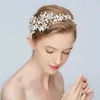 Headpieces New Silver Leaf Headband Bridal Tiara Pearls Wedding Hair Crown Accessories Fashion Women Prom Hair Piece Handmade Jewelry