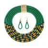 Conjuntos de joyas de estilo africano Colorido Cadena tejida de múltiples capas Botón de magnetismo Gargantilla bohemia Collar Pendientes colgantes Conjunto 240115
