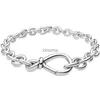 Chaîne originale coeur noué coeur embelli fermoir en T lien Bracelet Fit Europe bracelet 925 bijoux de charme en argent Sterling YQ240115