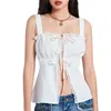 Tanques femininos Mulheres Y2K Backless Crop Top Vintage Sexy Tie Up Halter Deep V Neck Spaghetti Strap Cami Streetwear