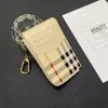 Moda senhoras designer saco de cartão chaveiro dupla moeda bolsa verificada chave de condução dos homens saco de ligação