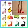 Designer Casual Platform Luxury High Heels Dress Shoe for women patent leather Sexy style Thick soles Heel Increase height Anti slip wear party