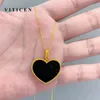 VITICEN Reale Oro 18K AU750 Ciondolo Cuore Collana Clavicola Agata Naturale Malachite Semplici Regali Romantici Per Le Donne Gioielleria Raffinata240115