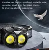 Yaratıcı Baykuş Far Type-C Şarj Edilebilir Çift Işık Kaynak Farlar Taşınabilir Mini Sensör FAR IŞIĞI