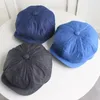 Kawałki kulkowe duże dżinsowe dżinsy kowboj beret sombreros de mujer elegante męskie kobiety Baret Otgokowa płaska czapka 54-62 cm