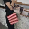 Cosmetic Bags Portable Korean Toiletry Bag Organizer Striped Pattern Tassel Pendant Handbag Canvas Makeup Case