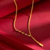 Colliers pour femmes en or massif 18 carats pendentif pour promesse de fiançailles femmes signe chanceux petite barre d'or accessoires bijoux chaînes tendance 240115