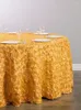Table Cloth 3D Rose Petal Tablecloth Carpet Wedding Party Banquet Birthday Background Rosette Satin Skirt Round Cover Home Decor