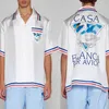 24SSカサブランカデザイナーファッションシャツニューキャッスルフラワーズホワイトツィルシルク男女のためのショートスリーブシャツハワイビーチシャツシルクシャツ