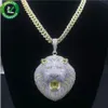 Real 14K Gold Jewelry Mens Iced Out Big Lion Head Pendant With Cuban Link Chain Hip Hop Necklace Rapper Fashion Accessories224i