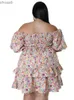 Grundläggande casual klänningar BASICAL CASURE Dresses Robe Trapze En Mousseline de Soie Grande Taille Imprim Floral Dcontracte Manches Courtes Soire Plage Printemps T YQ240115