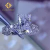 Design feminino anel de casamento jóias sier 10k ouro branco esmagado radiante moissanite diamante anel de noivado
