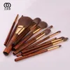 MyDestiny -13 pièces ensemble de pinceaux de maquillage marron en poils d'animaux et synthétiques doux de haute qualité comprenant un pinceau pour le visage et les yeux 240115