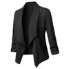 女性の薄いブレザーカーディガンコート長袖メスブレザーとジャケットが破裂した非対称カジュアルビジネススーツアウトウェア240115