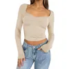 Damesblouses Crop tops met lange mouwen Leuke sexy hardloopkleding voor dames Top met kant Zijde basislaag 2xl Jurken