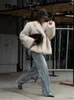 Varm faux päls mink förtjockar varm kappa kvinnor lapel krage långärmad kvinnlig jacka Autumn Winter Fashion Lady Streetwear 240115