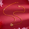 Pure 18K Gold Necklace 999 Gold Heart Pendants Rotating Ring Fine Jewelry Wedding Box Brand Trendy Gift for Women 240115