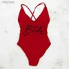 Swim Wear Bachelorette Party One Piece Swimsuit Women Team Brud Swimwear Summer Bathing Sy Sexig vadderad strandkläder Kvinna Simning Suitl240115