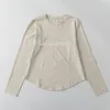 LU-1896 T-shirt sportiva semplice slim fit a maniche lunghe in cotone da donna Abbigliamento fitness casual