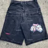 남성 JNCO 반바지 남성용 청바지 y2k 스트리트웨어 힙합 복싱 장갑 그래픽 프린트 헐렁한 검은 바지 남자 여자하라 주쿠 고딕 넓은 바지