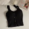 Dames zomer elastisch vest crop vest mouwloos T-shirt spaghetti vest gebreid vest damesvest top wit zwart 240115