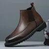 Cowhide Men's Chelsea Boots Autumn Winter äkta läderstövlar Högkvalitativa mäns korta stövlar Platform Boots Botines HOMBRE 240115