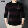 DILEMO Maglia Girocollo Pullover Uomo di Alta Qualità Spessore Caldo Autunno Marchio di Moda Solido Maglione A Righe Inverno Casual Abbigliamento Uomo 240115