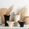 Vases Nordic Creative Abstract Art Corrugated Ceramic Vase Flower Arrangement Device White Black Home Living Room Office Decor 1Pc